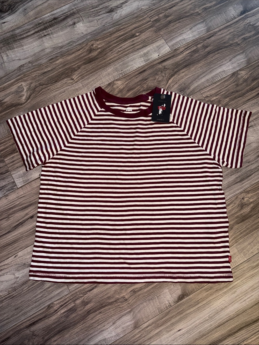 Levi's Kids Short Sleeve Tee in Burgundy & White Stripes